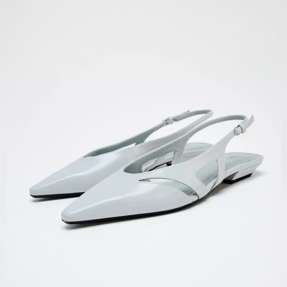 ZARA POINTED TOE SLINGBACK FLATS
Color: Light Gray * Size: 6.5